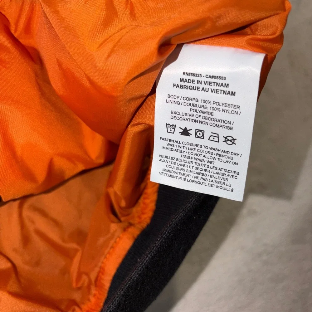 Jordan Mens Black Orange Varsity Bomber Jacket HV0099-011 Satin Snap Front S